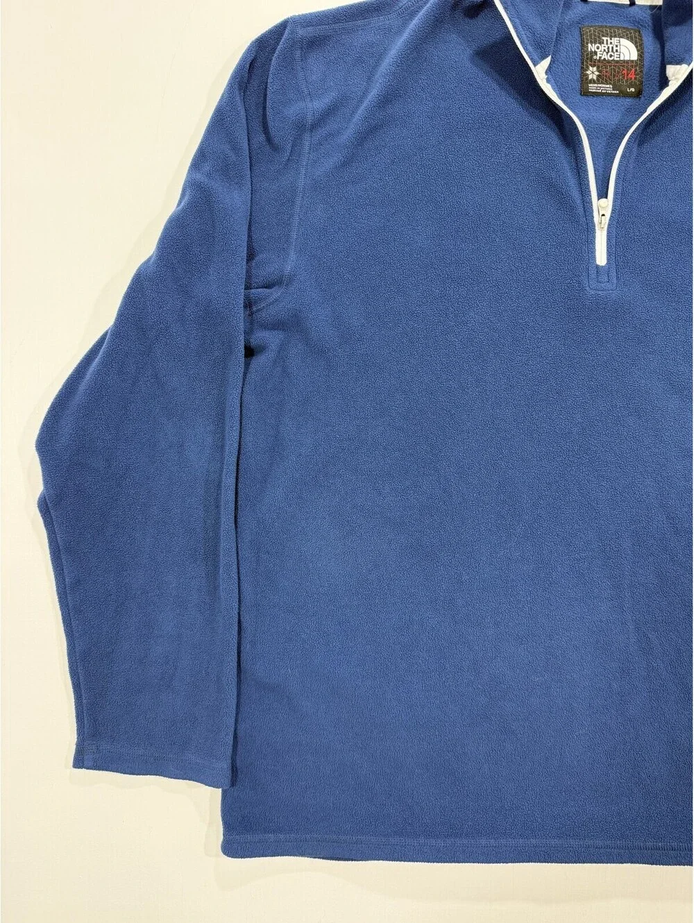 The North Face Fleece Pullover Mens L Blue Quarter Zip Logo Outdoor Hiking